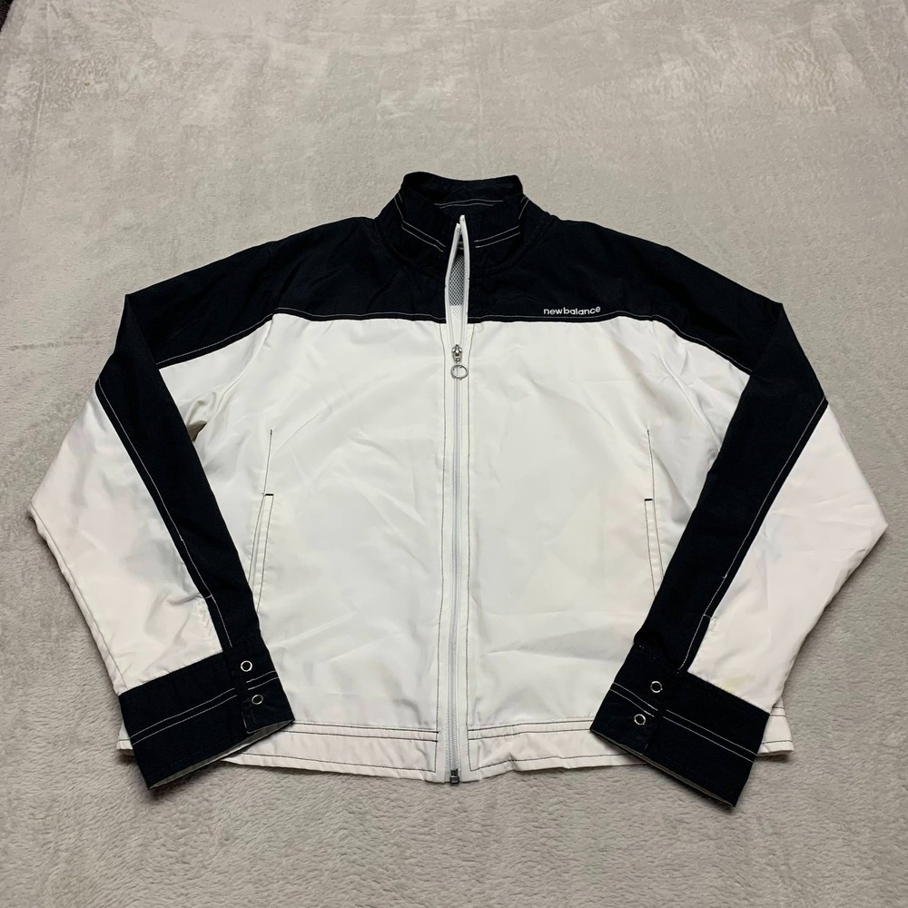 Vintage New Balance Jacket Womens M Black White Wind Breaker Net Lined
